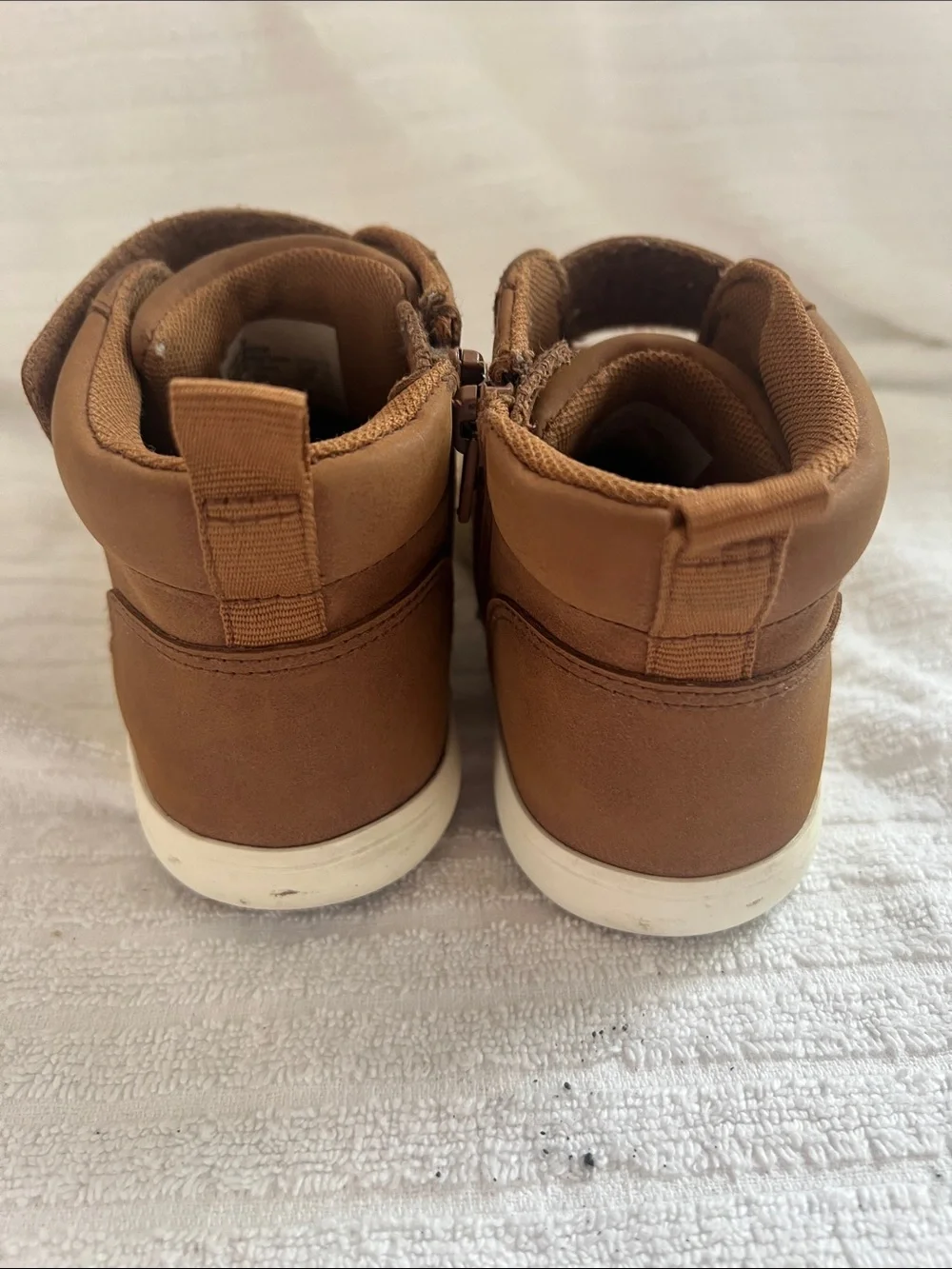 wonder nation Brown High-Top Kids Boots with Hook-and-Loop Strap